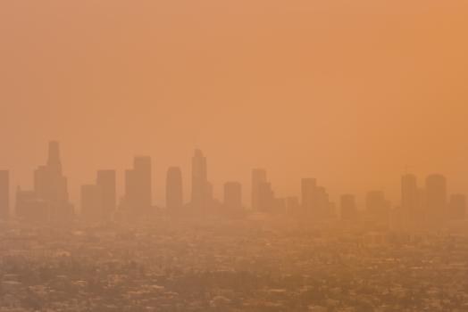 Fire smoke LA skyline