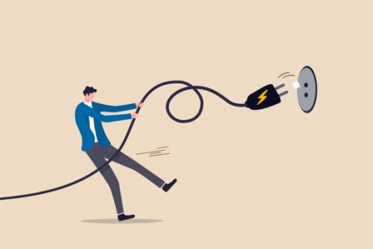 Illustration of person pulling electrical plug