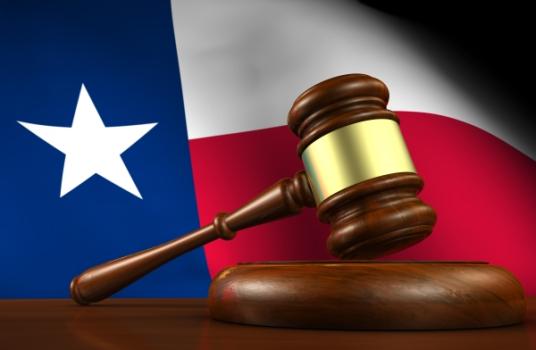 Texas flag background gavel in front
