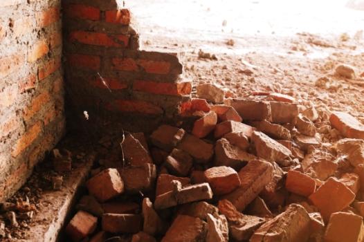 Brick building collapse