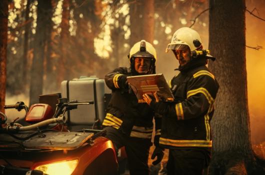 Firefighters using technology