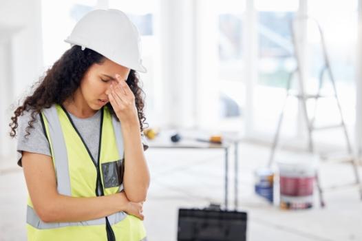 Homebuilder woman looking worried