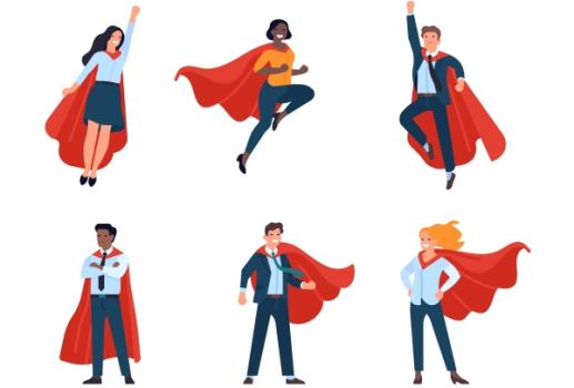 Illustration of business men and women superheroes