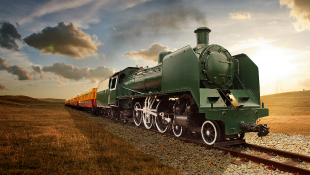 Vintage steam powered railway train