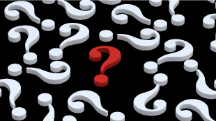 White question marks with one red question mark