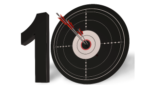 Ten with a dart in the middle of the zero