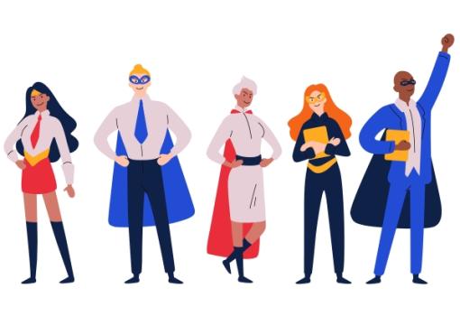 Business people in capes