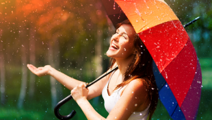 Woman under umbrella