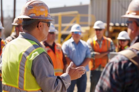 Construction worker meeting