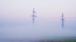 Electrical power lines in fog