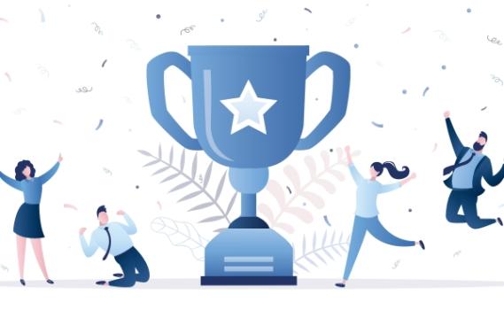 Kamran Salour Named to Los Angeles Times' 2026 Legal Visionaries List Illustration of business people around trophy
