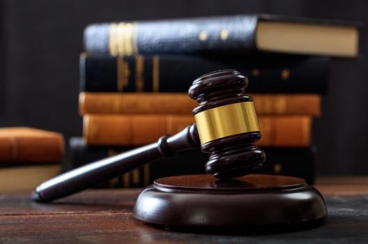 Gavel next to law books