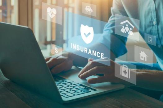 Insurance hologram on laptop