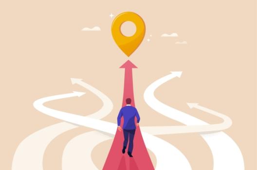 Illustration of person choosing path