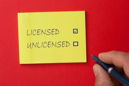 Trend Continues Where Unlicensed Contractors Have No Recourse Licensed Unlicensed note with checkboxes