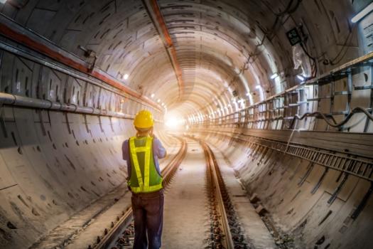 Tunnel with worker in it