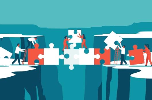 Puzzle pieces bridging gap