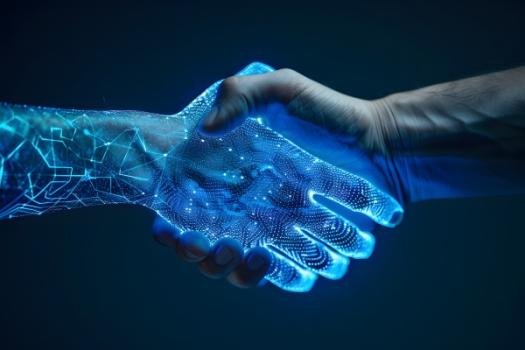 AI handshake with human hand