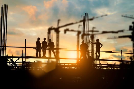 Construction site at sunset