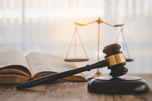 Gavel law book and scale