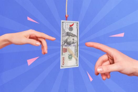 Hands reaching for a money