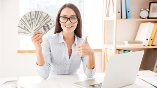 Woman holding cash