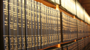Bookshelf full of law tomes