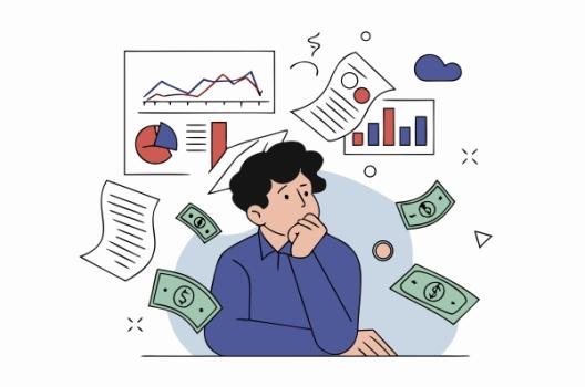 Illustration man money chart trends