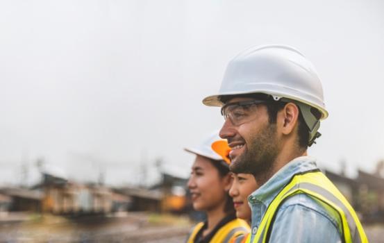 Construction workers side profile