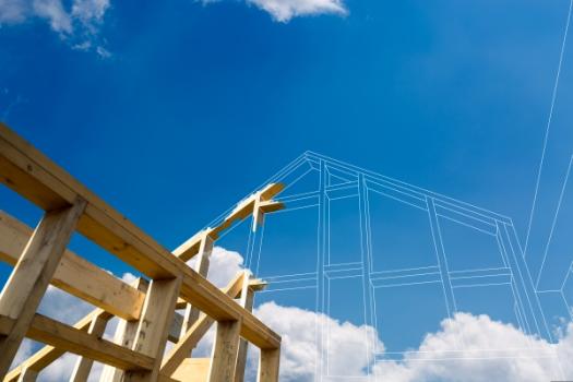Home building showing design in sky